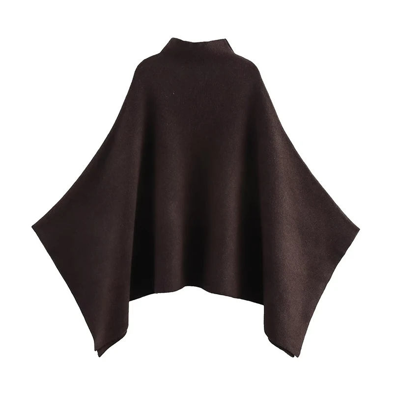 Châle rond pour femme, col montant asymétrique, veste cape, cardigan, automne, hiver, printemps