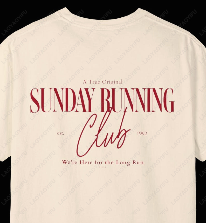 Sunday Running Club chemise motivation mignon esthétique entraînement T-Shirt pour les femmes à la mode meilleur ami cadeau drôle impression couverture en coton