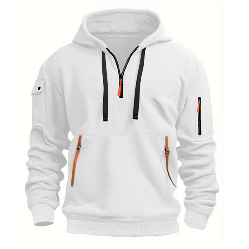 Sweat à capuche zippé multi-poches décontracté pour homme/femme, grande taille, coupe ample, pull tendance à manches longues