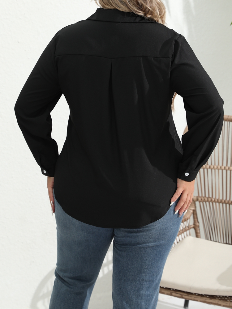 Chemise boutonnée à manches longues pour femmes, vêtements de travail, col rabattu, uni, formel, grande taille, mode, printemps, 1XL-8XL