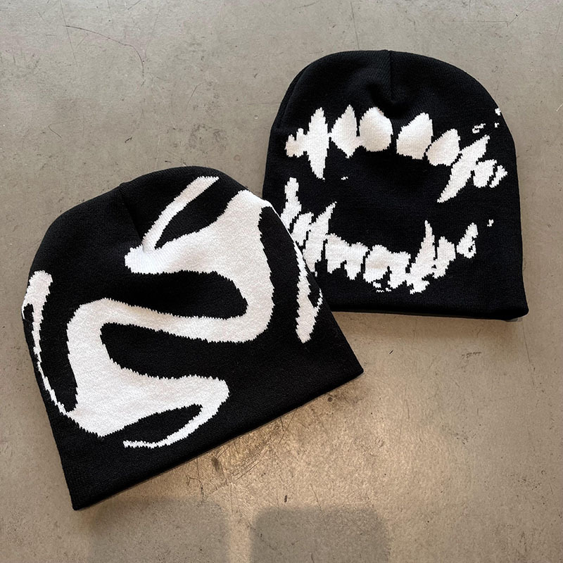 Bonnet en tricot pour hommes, style gothique, casquette Y2K, streetwear, pull d'hiver, Kpop, Gorro, Harajuku, vintage, chaud, hip-hop, bonnet pour femmes