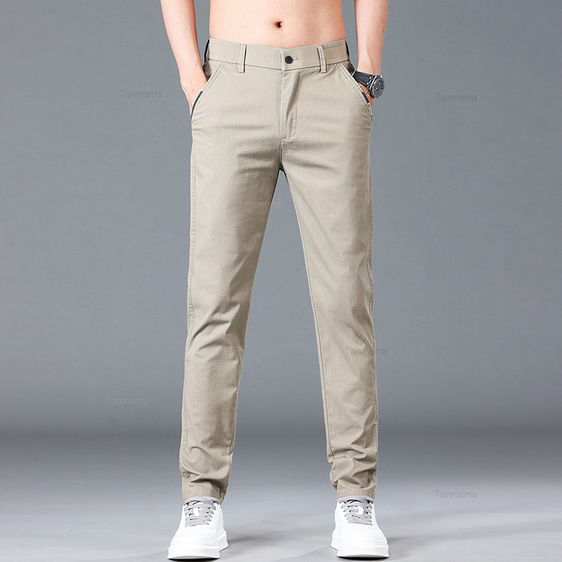 Pantalon décontracté en coton pour hommes, mince et doux, élastique, mode coréenne, fjBlack, vert, printemps, été