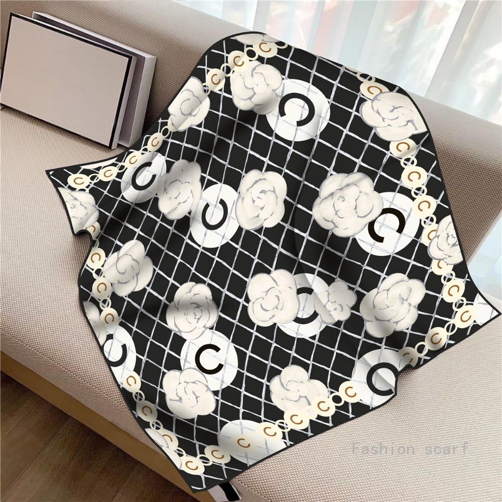 Français 90cm Plaid Rose sergé soie femmes voyage crème solaire châle grand carré écharpe foulard foulard foulards pour les femmes de luxe