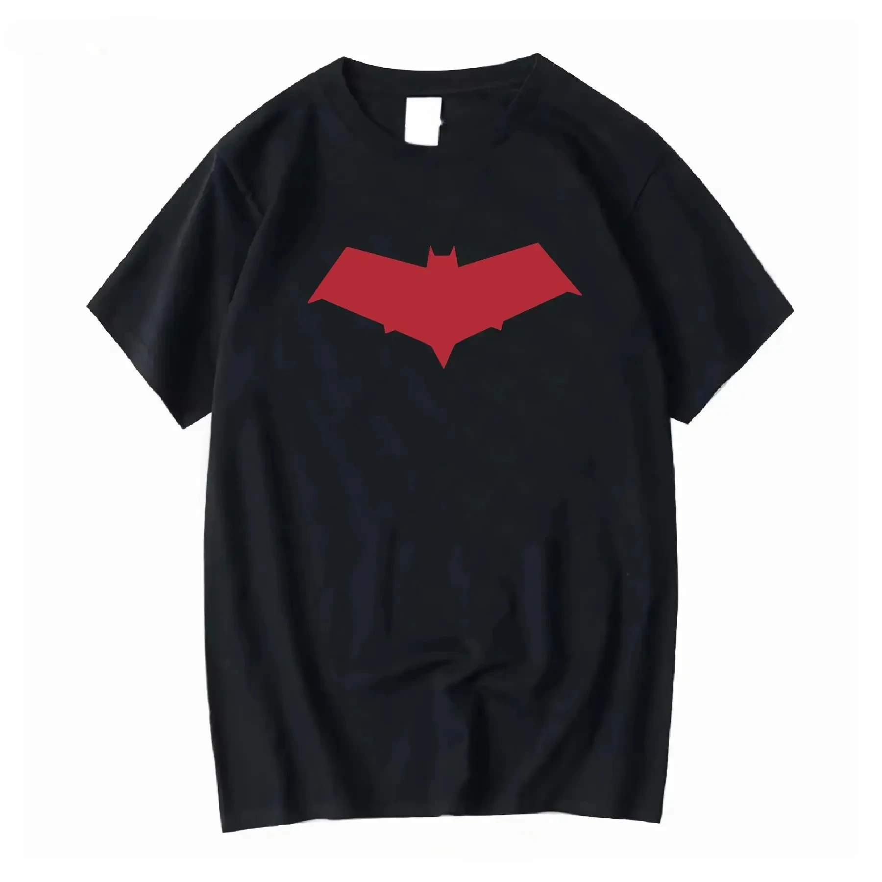 T-shirt Jason Todd avec symbole Red Hood, noir, manches longues ou courtes, vintage délavé, unisexe, mode homme, légèrement respirant, décontracté.