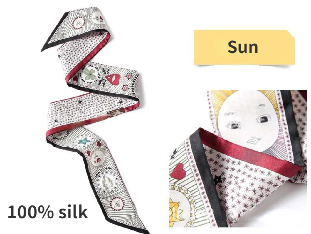 100 soie naturelle Tarot sergé sac à main écharpe femme soie foulard Tarot foulards bandeau femmes concepteur de luxe Boho bandeau