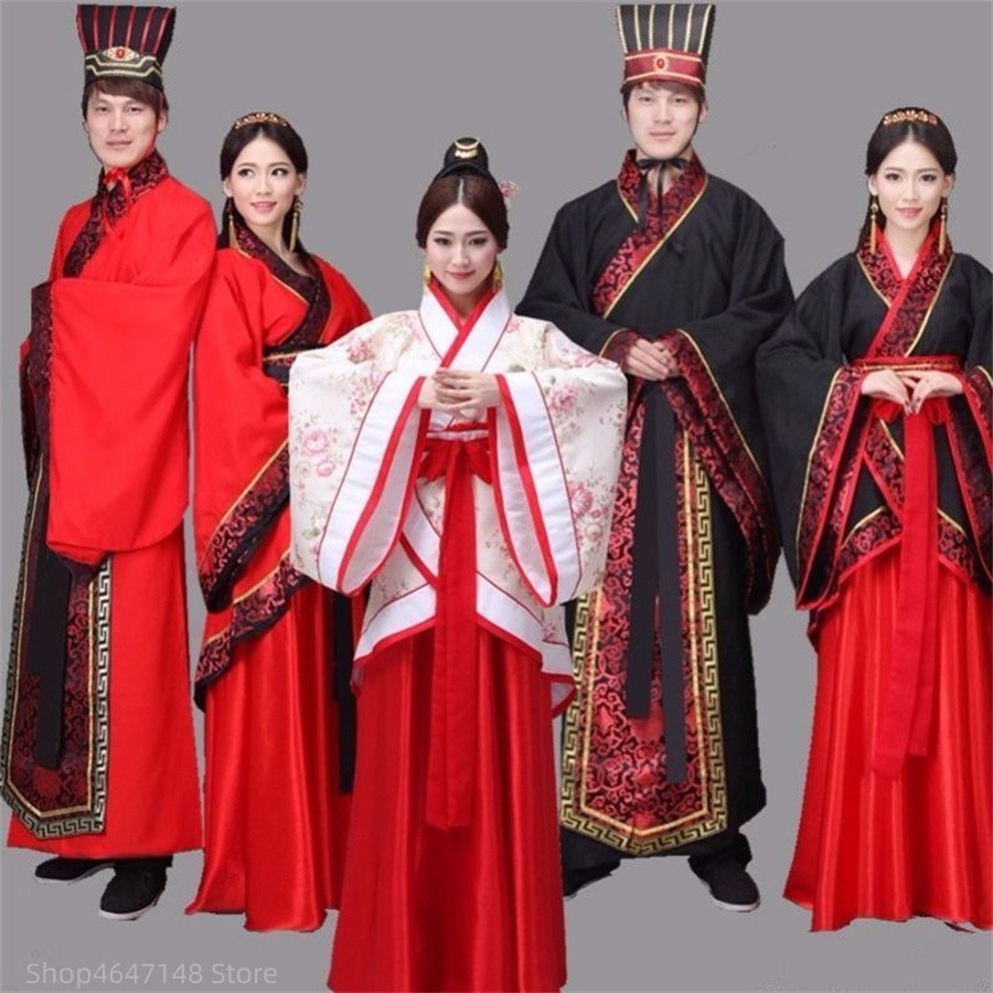Costume hanfu classique pour femmes et hommes, costume traditionnel chinois ancien, costumes de danse pour femmes, danse folklorique chinoise