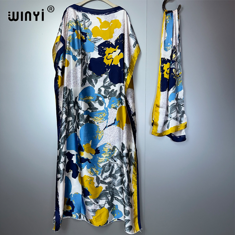 WINYI robes africaines pour femme robe imprimée boho avec ceinture abaya dubaï tenue traditionnelle de luxe ensembles musulmans femme robe de soirée