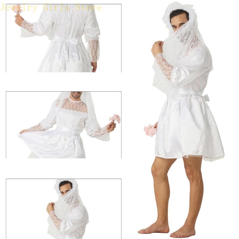 E56f Men Robe mariée Funny Bride Costume Costume Funny Novelty Fancy Dishing Outifts