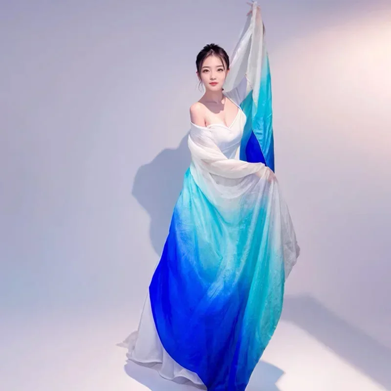 Voiles de danse orientale en soie véritable pour femmes, légers, dégradés, faits à la main, pour adultes