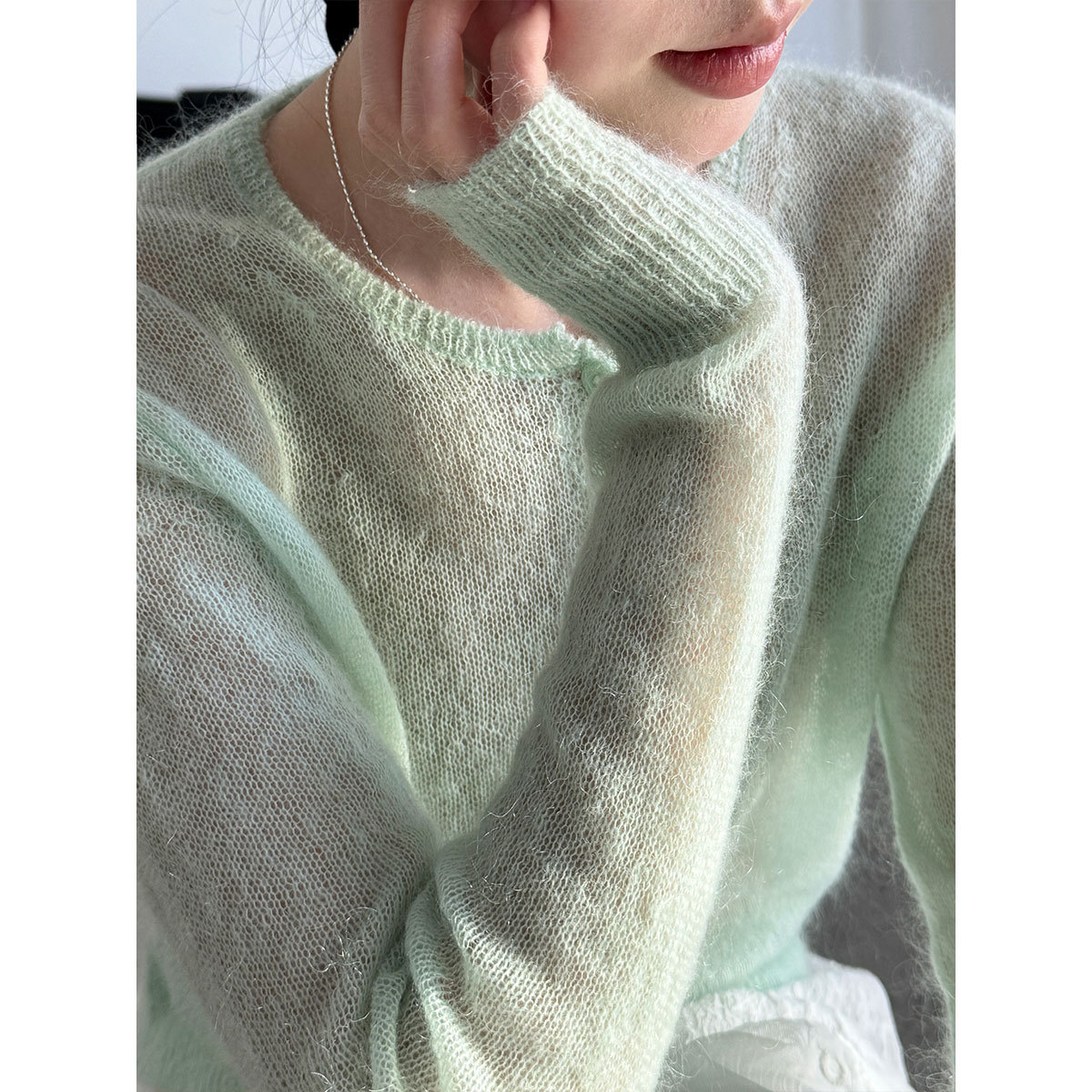Pull en laine et mohair pour femme 2026, design ajouré, cardigan fin tricoté, vêtements pour femme, pull doux
