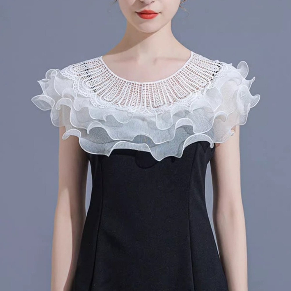 Châle fin en dentelle à volants, élégant, pour femme, protection solaire, idéal pour mariage, soirée ou comme cape de robe