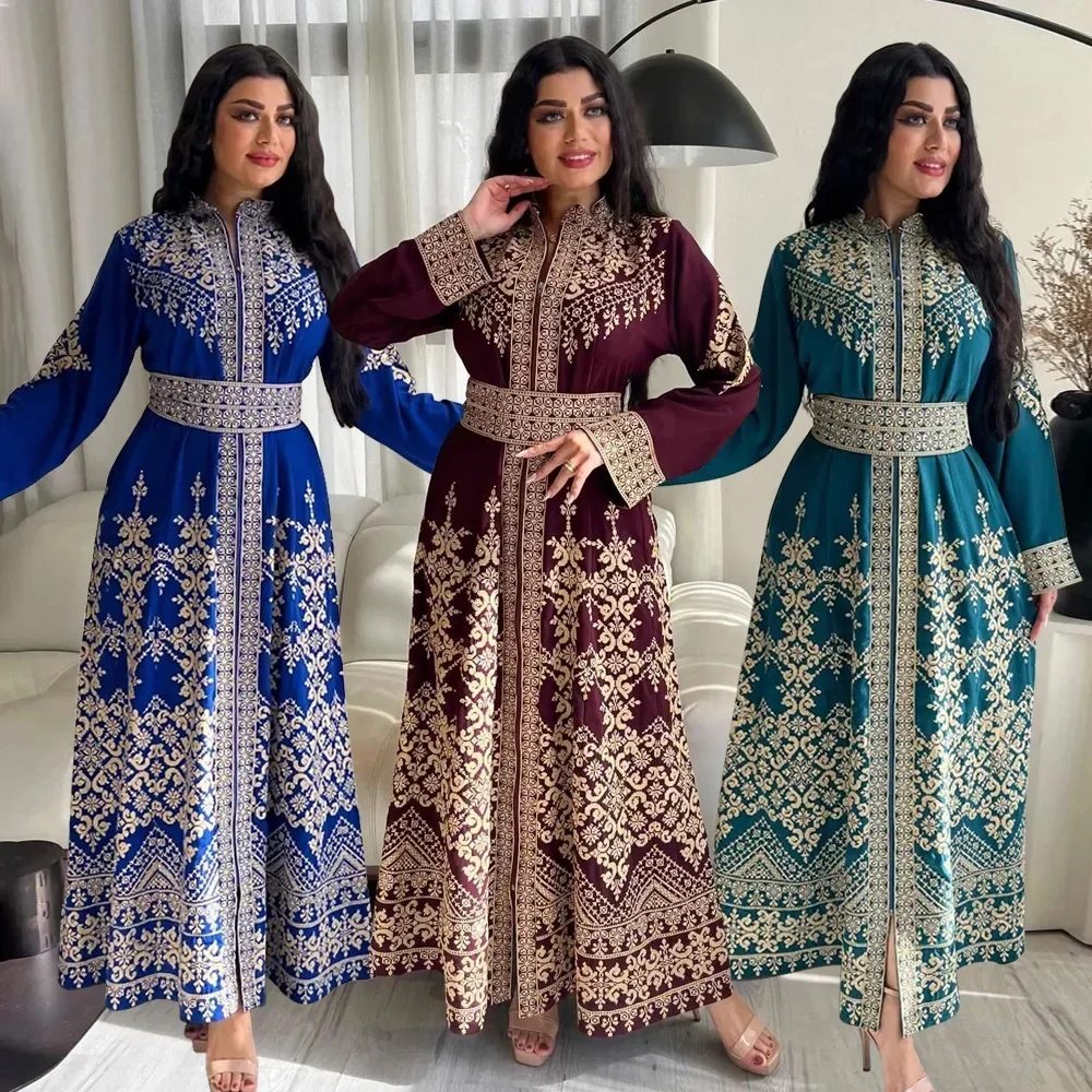 Ramdan Eid imprimer Jalabiya femmes musulmanes fermeture éclair Robe longue Robe dubaï Abaya tenues caftan ethnique Islam vêtements Caftan robes