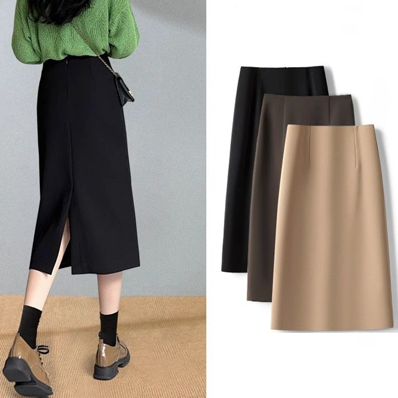 Jupes en laine classiques pour femme, coupe trapèze, taille haute, couleur unie, style coréen, collection automne-hiver