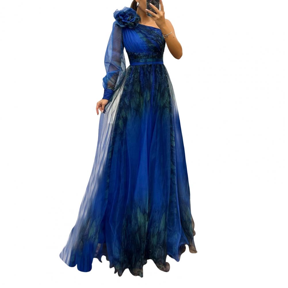 Robe de Cocktail en Maille Plissée pour Femme, Tenue de Soirée Élégante avec Décor Floral 3D, pour Banquet Spécial