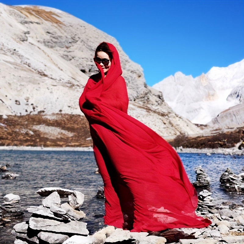 Écharpe Solide de Style Bohème, Étole de Voyage Légère, Respirante et Coupe-Vent pour la Plage et le Désert, Protection Solaire Everak