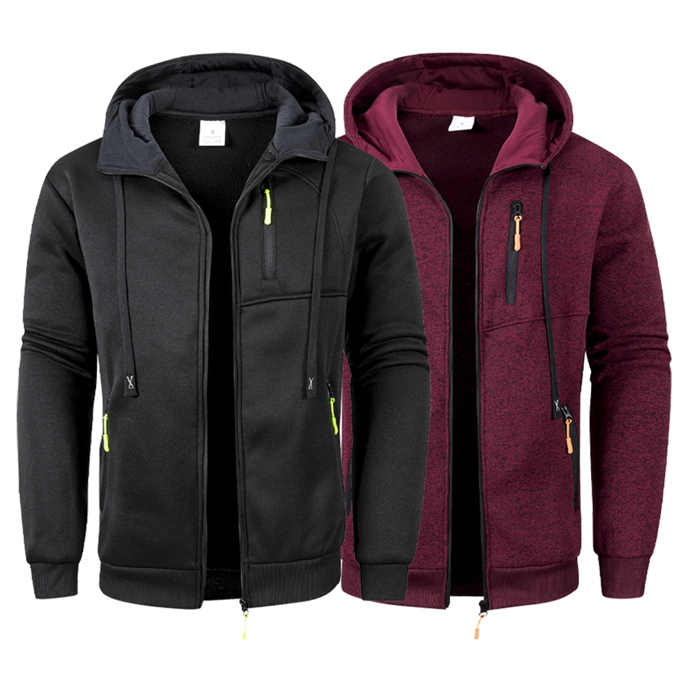 Sweat-shirt à manches longues pour hommes, fermeture éclair, surdimensionné, chaud, manteau, survêtement d'extérieur pour hommes