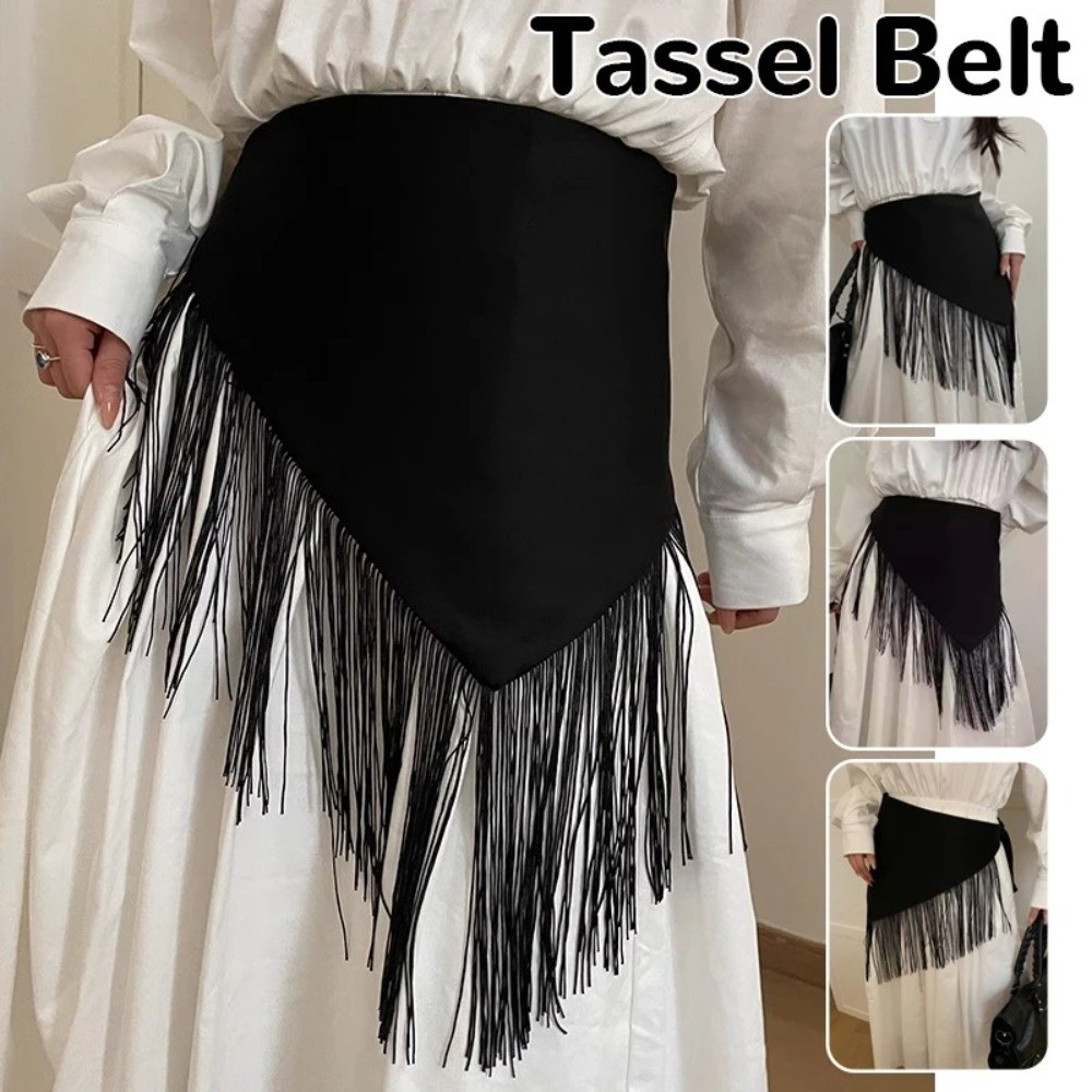 Nouveau Large ceinture taille ceinture glands Triangle forme danse ceinture hanche écharpe femmes