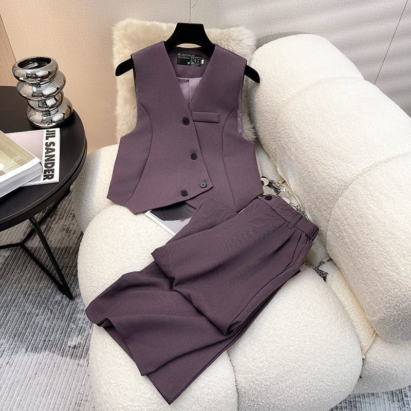 Costume Simple sans manches, gilet décontracté, pantalon à jambes larges, ensemble deux pièces pour femmes, nouvel ensemble de costume élégant, 2025