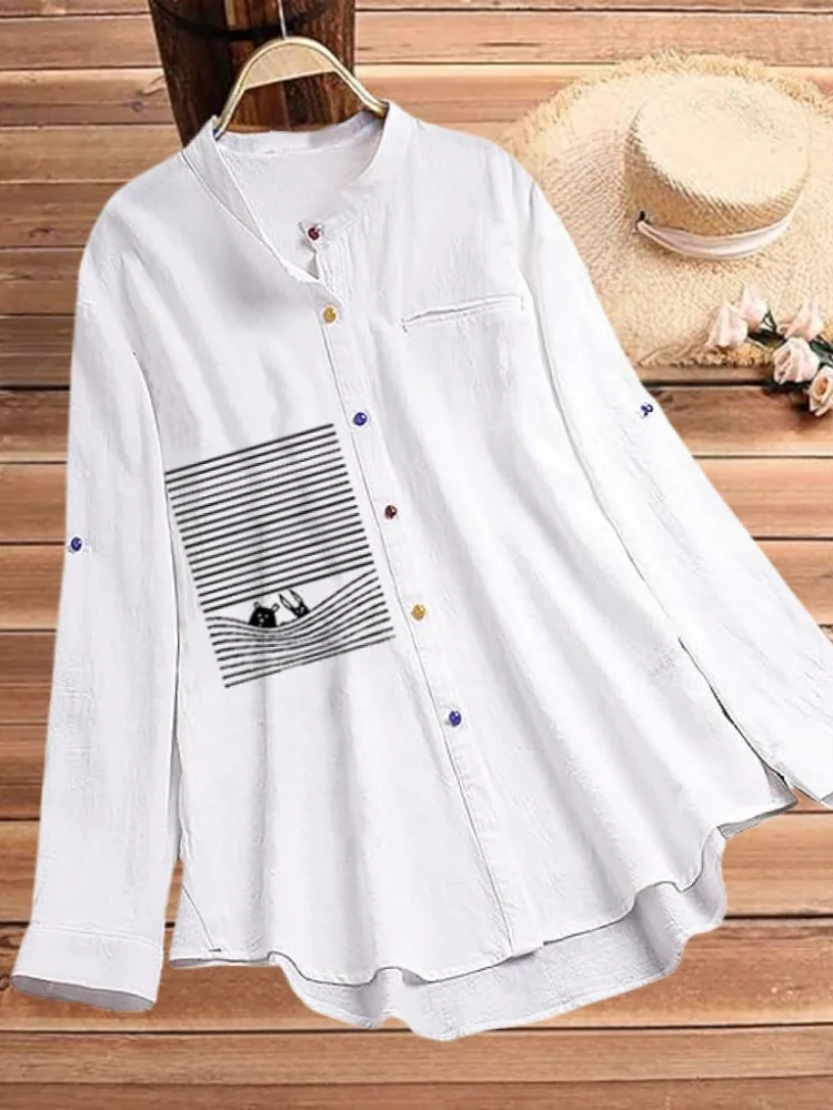 Chemisier Chic Imprimé Nouvelle Collection Grande Taille – Col Montant Polyvalent et Respirant – Vêtement de Bureau Coloré – Meilleure Vente en Stock
