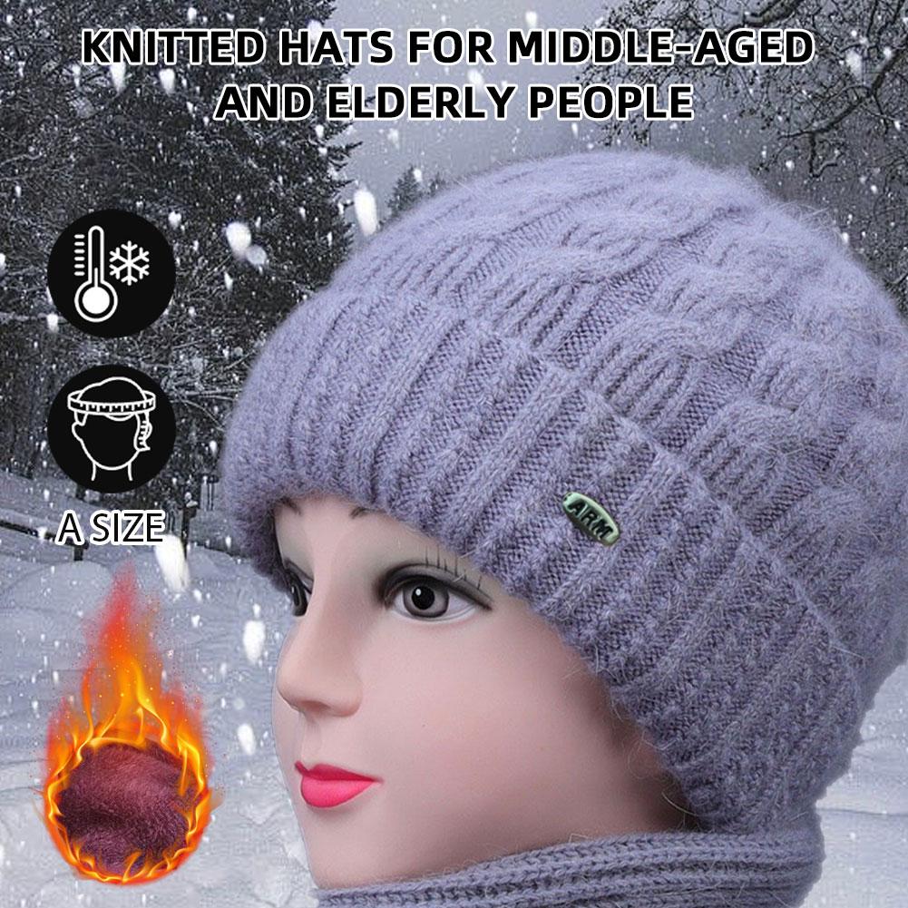 Mode bonnet hiver chapeau femmes épaissi moyen-âge personnes âgées tricot froid mère vieille dame hiver casquette extérieure