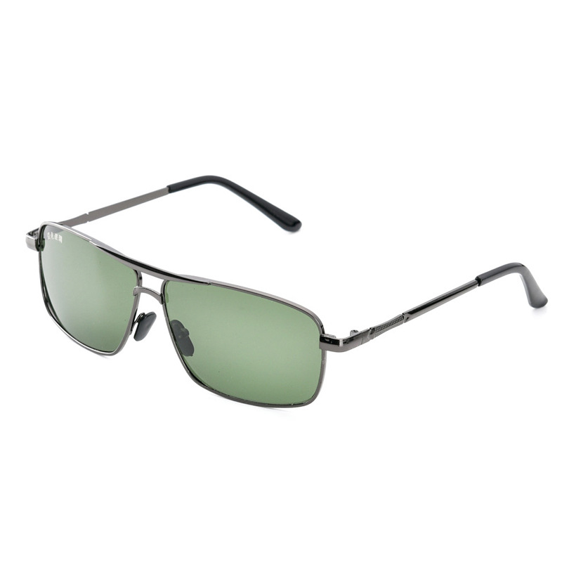 Shatar-Lunettes de soleil à double faisceau, monture en métal, lentille en verre unisexe, mode rétro, lentille verte, UV400, nouveau