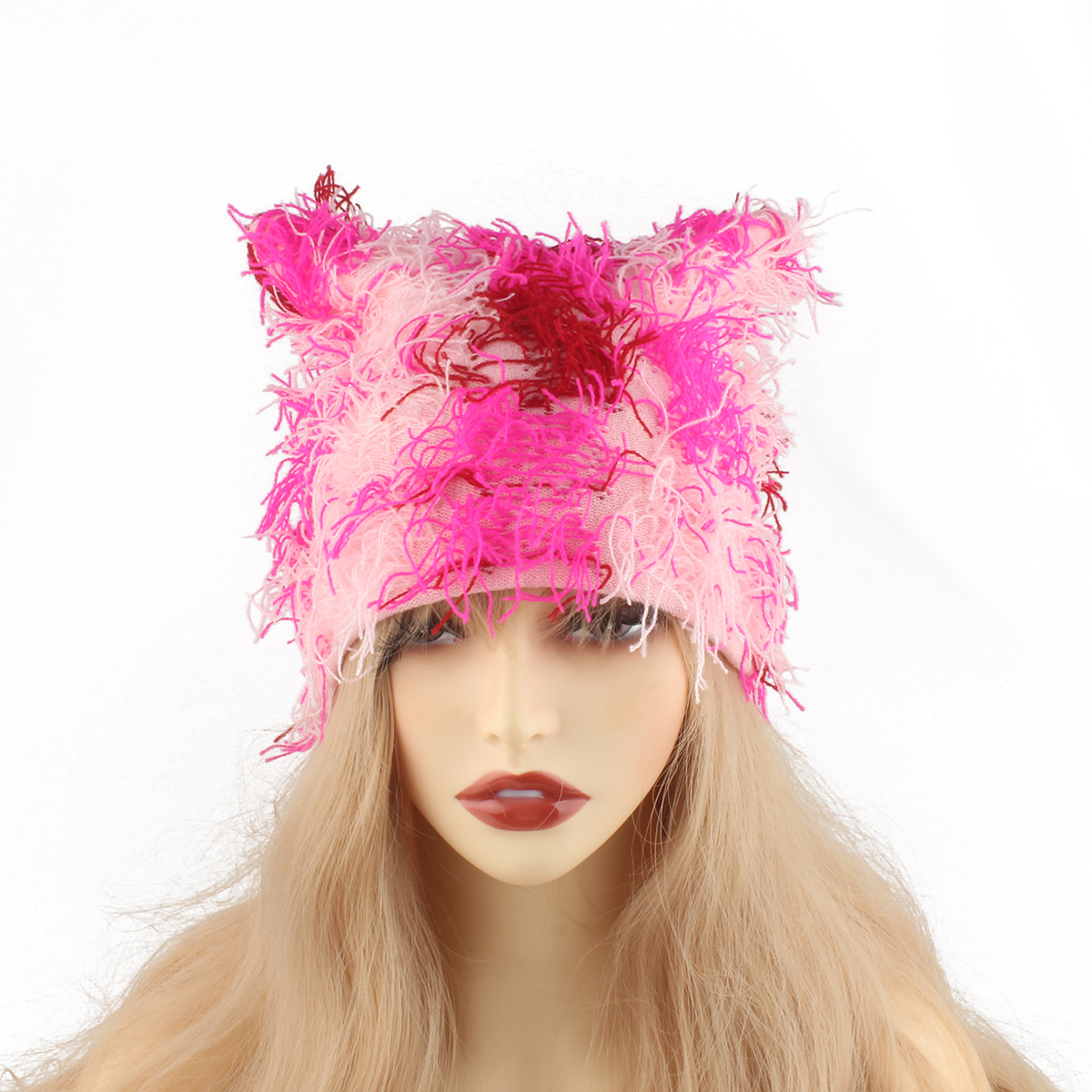 Automne hiver chapeaux pour femmes mignon oreilles de chat tricoté chapeau unisexe mode rue Punk Hip Hop casquettes cagoule noir rose Skullies Bea