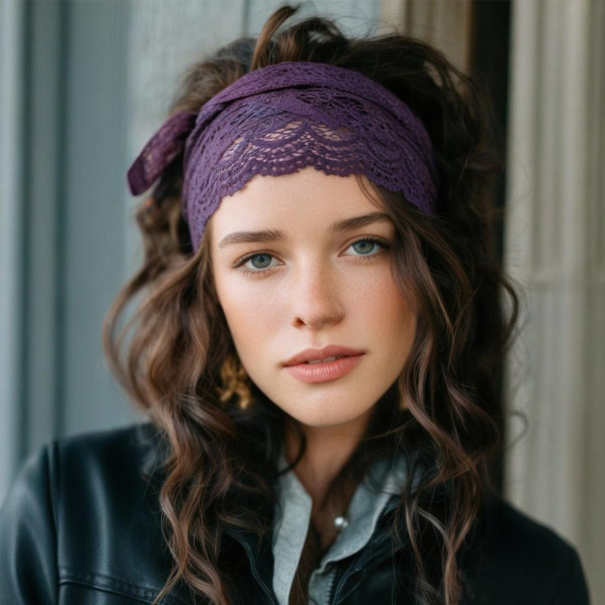 Serre-tête vintage en dentelle, foulard tendance pour femme, accessoires de cheveux pour la plage et les voyages, bande large extensible, cerceaux à cheveux ajourés