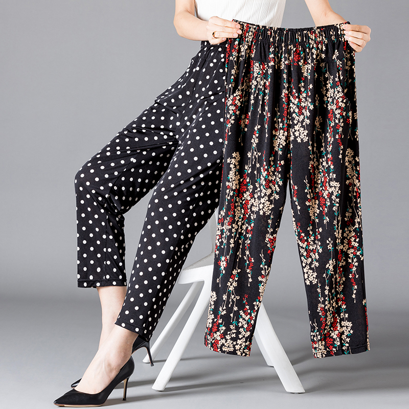 XL-8XL été femmes sarouel décontracté taille haute pantalon imprimé taille élastique moyen âge femmes pantalons bas d'été