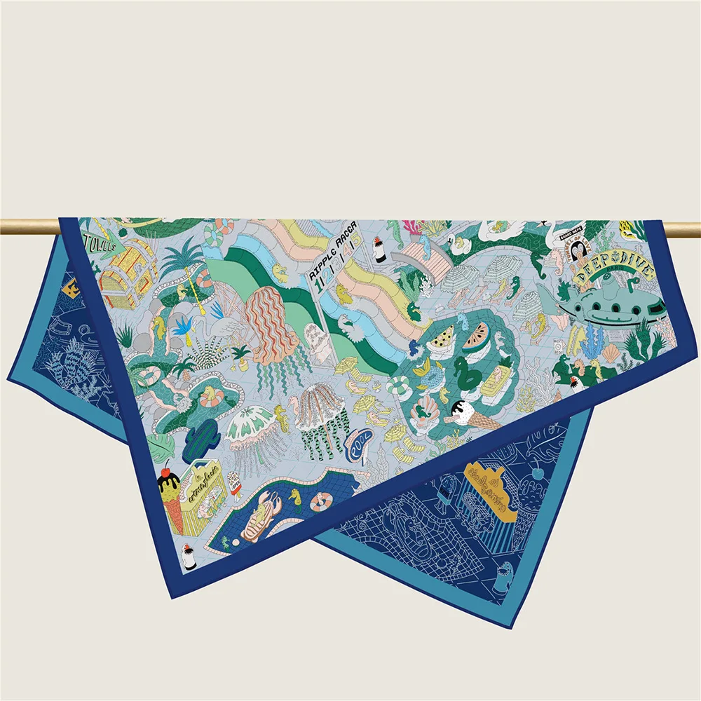 Foulard carré imprimé double face pour femmes, mode 90x90cm, Hijab, Bandana, Protection solaire de plage, châle enveloppant