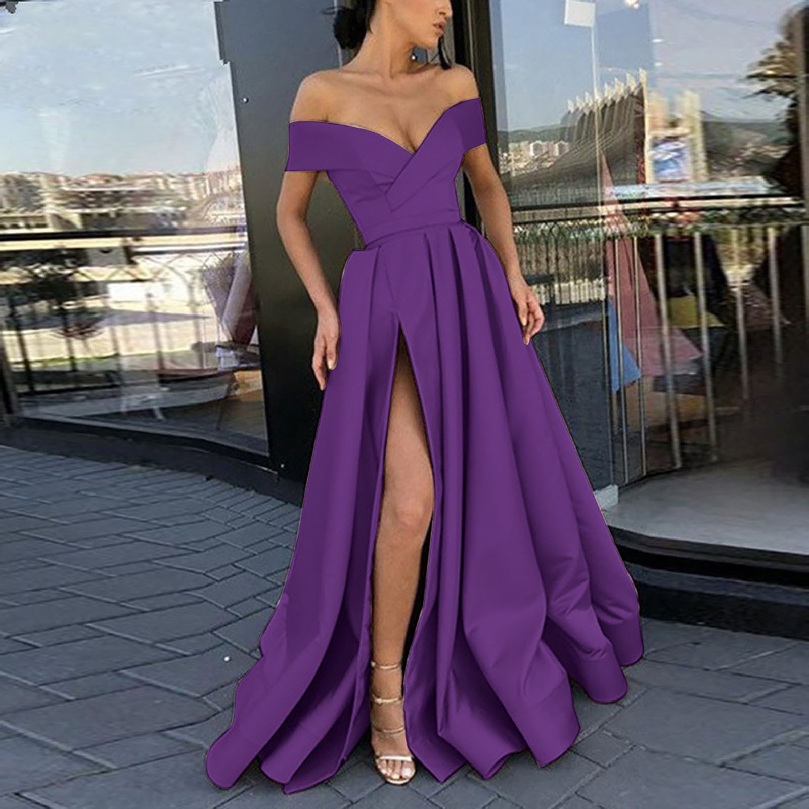 Robe de Cocktail en Mousseline de Soie pour Femme, Tenue Rétro Française, Coupe Basse, Col en V, Fente Latérale, Vêtement Éducatif