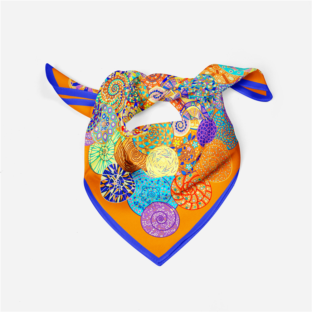 Foulard carré imprimé escargot pour femme, bandana, bande de sauna, hijab, foulard de la présidence pour dames, design de luxe, marque de mode, 53cm, 2024