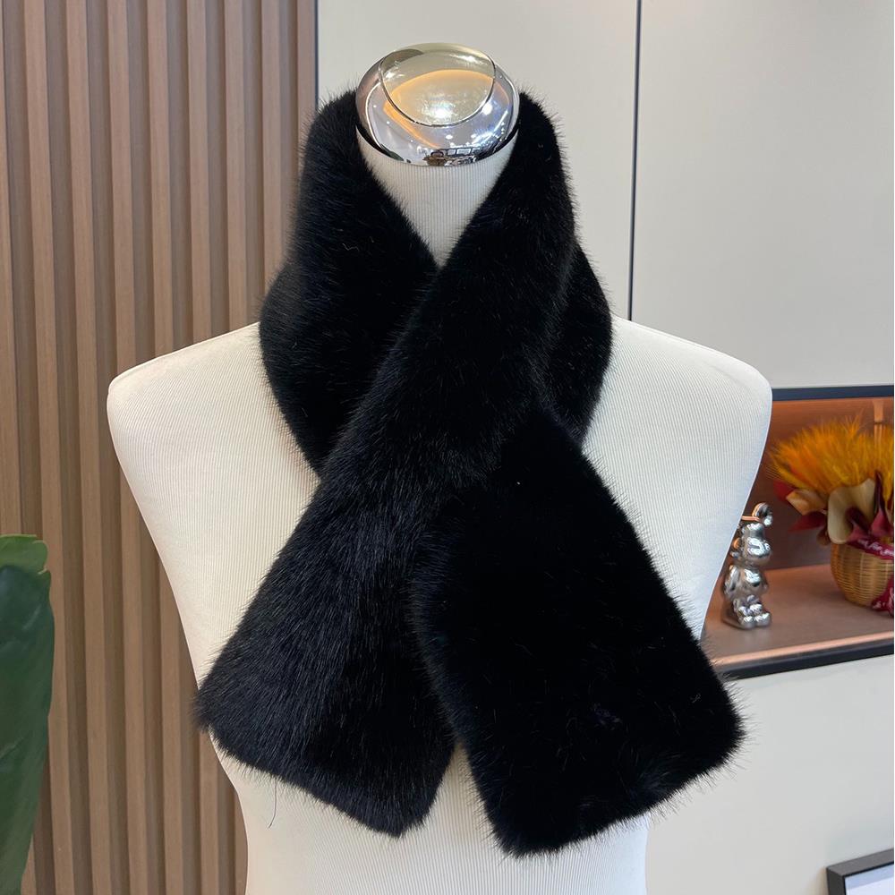 Femmes coréennes hiver chaud épaissir col croisé écharpe Imitation fausse fourrure de lapin écharpe solide fourrure cou plus chaud résistant au froid foulards