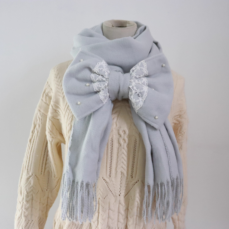 Japonais doux Lolita écharpe automne hiver nouvelles filles Kawaii détachable grand nœud écharpe châle femmes mode polyvalent décontracté écharpe