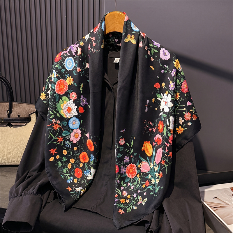 Nouveau Foulard Carré en Soie pour Femme, Marque de Luxe, 90 cm, Imprimé Satin, Hijab, Écharpe, Paréo, Bandana, Châle, Bandeau, Foulard Musulman
