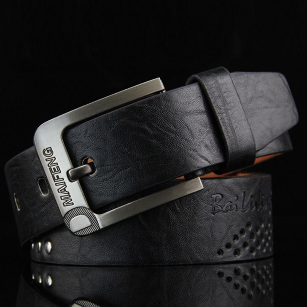 Ceinture en cuir décontractée pour homme, style mode, avec boucle ardillon, pour pantalon