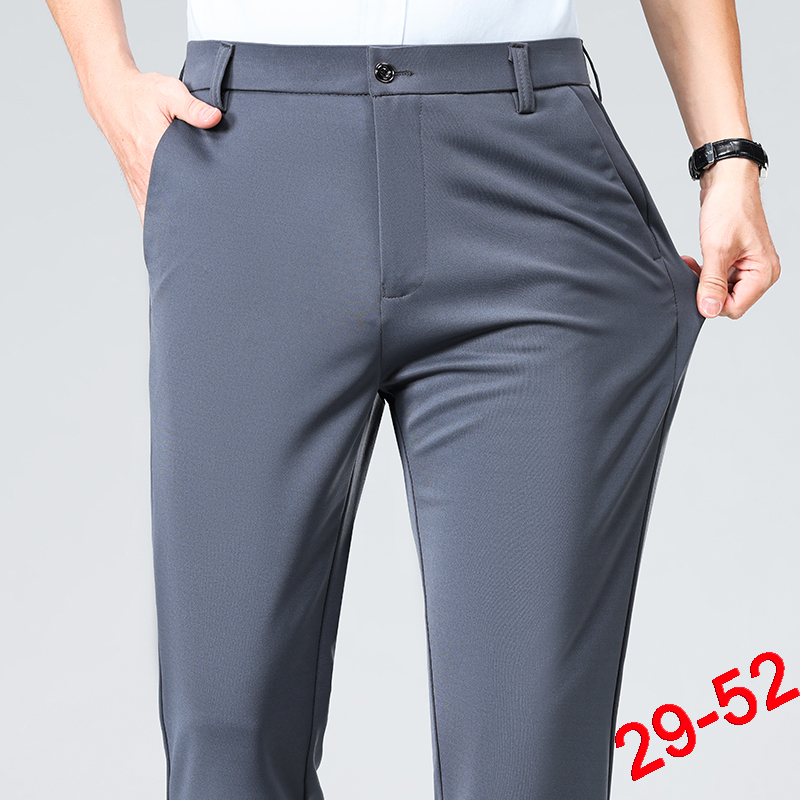 Pantalon grande taille pour hommes, costume d'affaires, extensible, robe formelle, grand homme, pantalon noir classique