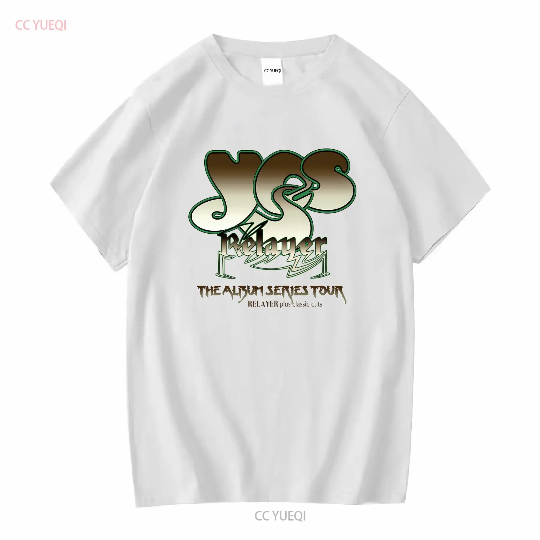 T-shirt en coton Oui Mussic Relayer The Album Series Tour Jon Anderson Steve Howe manches longues ou courtes vintage Lavé Polyvalent