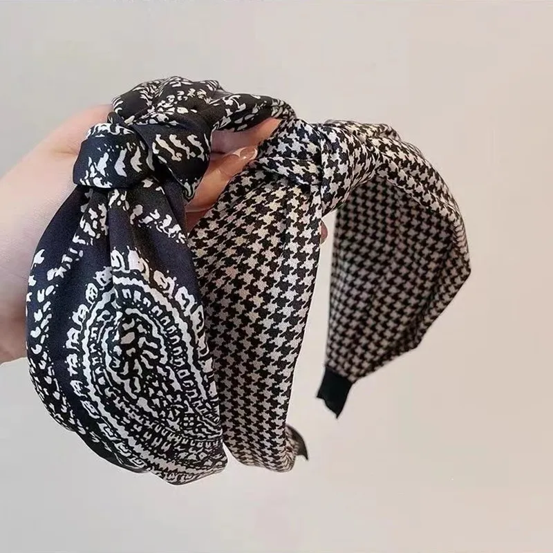 Bandeau noué en tissu de Style ethnique, accessoires de cheveux à bord large pour femmes et filles, bandeau antidérapant à la mode