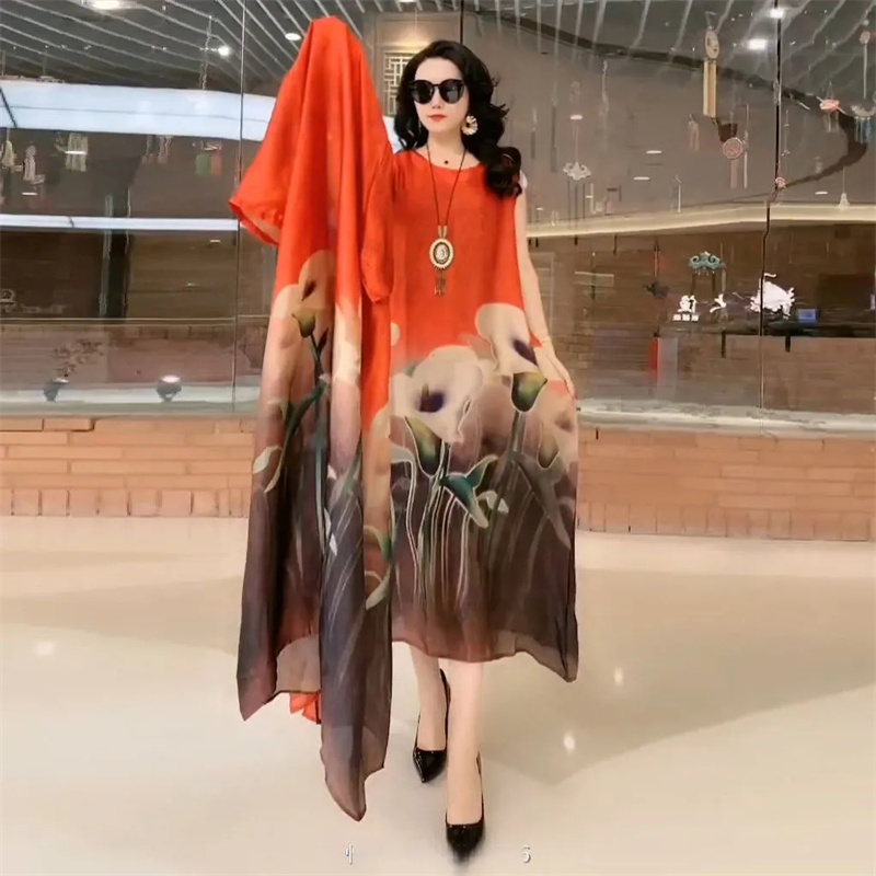 Injfur s-Ensemble deux pièces élégant pour femmes, haute atmosphère, grande taille, tempérament, jupe longue, dépannage, nouveau, été 2024