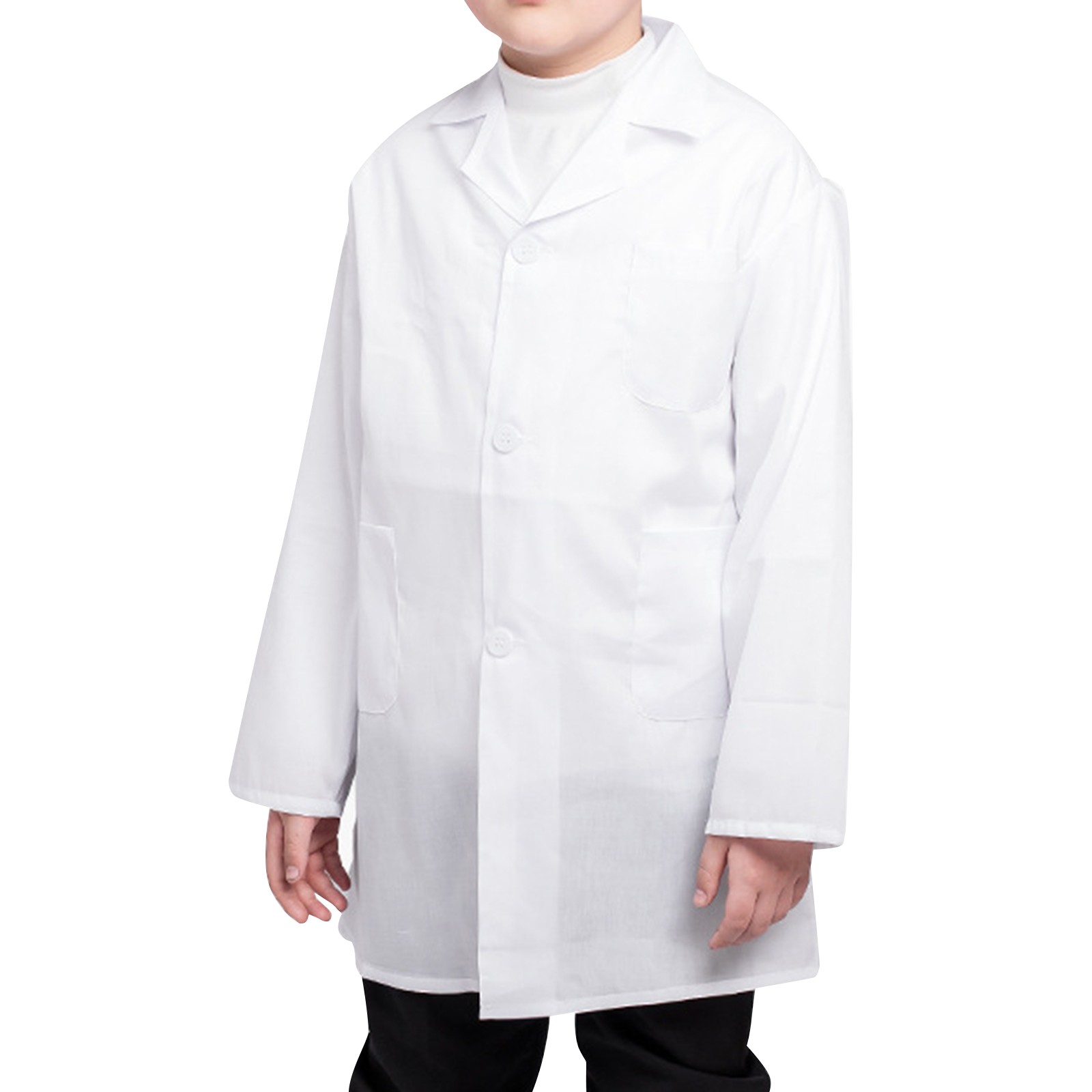 Blouse de laboratoire blanche unisexe pour enfants, uniforme à manches longues avec poches, vêtements de travail pour médecins et infirmières, pour garçons et filles, blanc, été et printemps