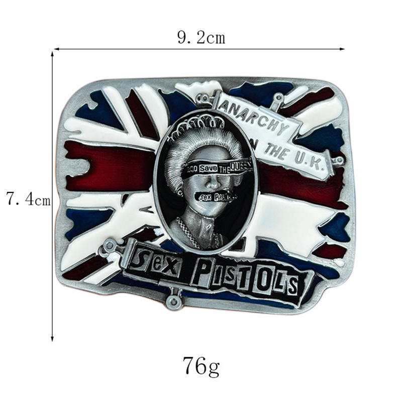 Boucle de ceinture musicale anarchiste britannique, style occidental euro-américain