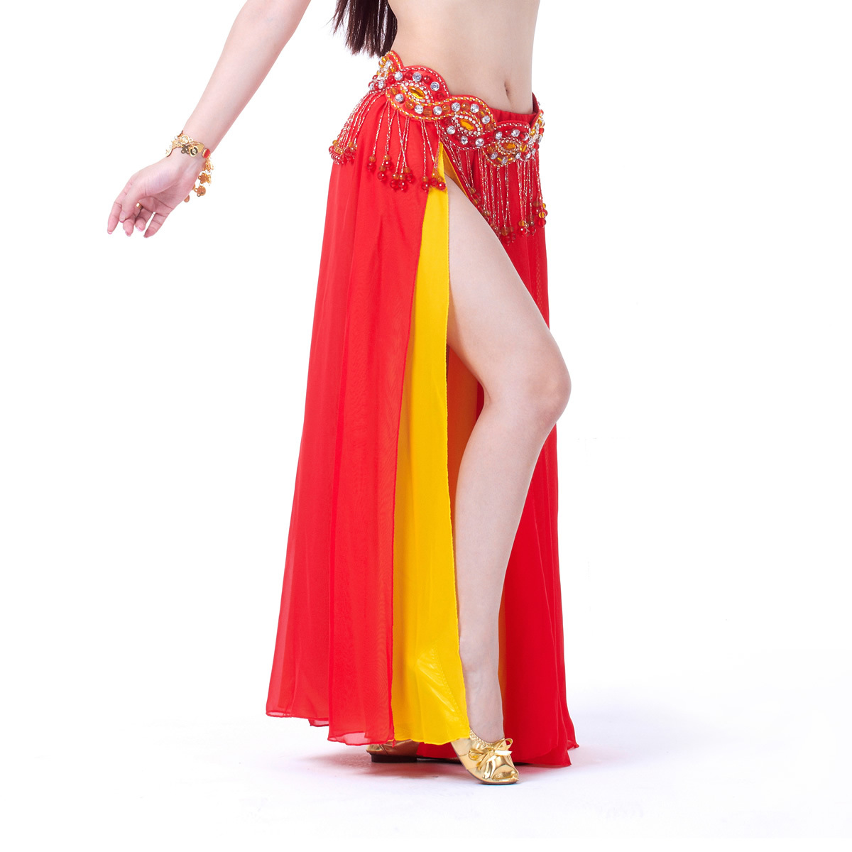 Grande balançoire jupes de danse du ventre femmes Costume de danse du ventre 2 fentes jupe en mousseline de soie jupe de danseuse du ventre Performance jupes de danse du ventre