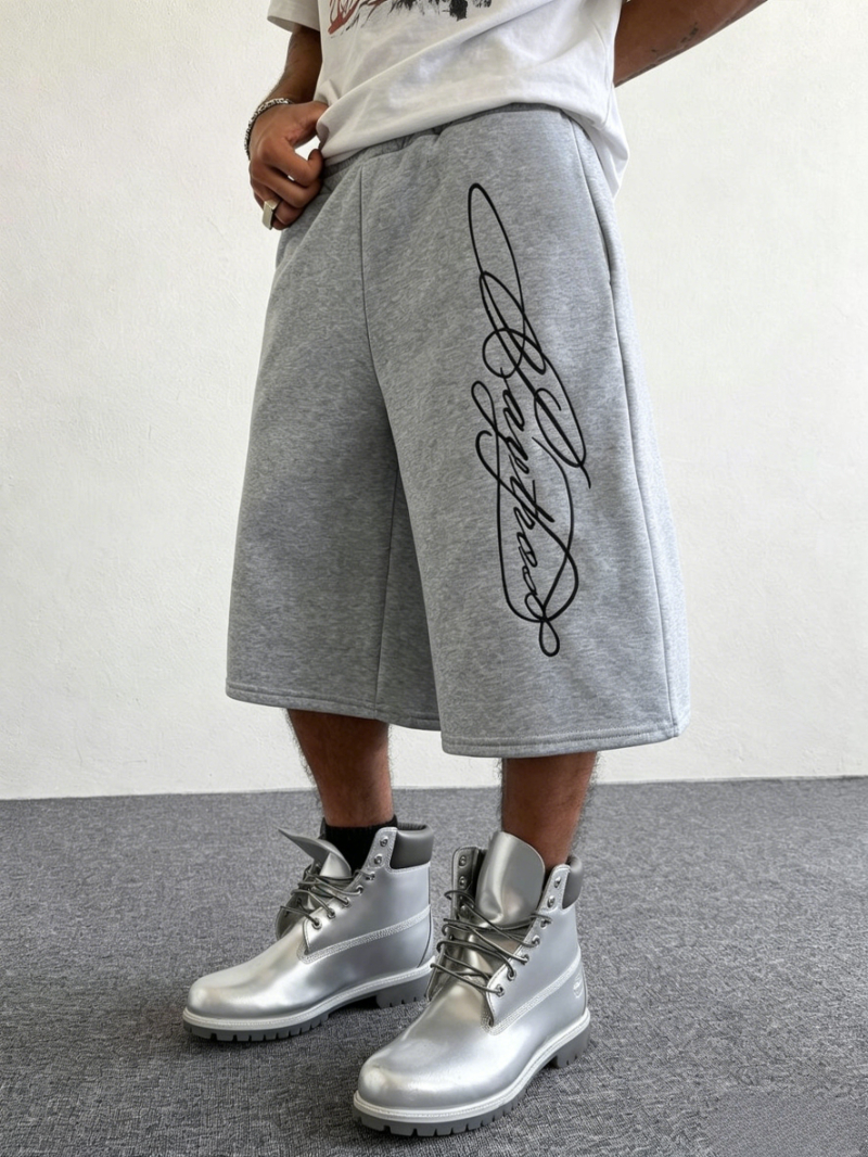 Shorts de sport pour hommes style streetwear avec imprimé signature britannique, parfaits pour les festivals de musique en plein air et les sorties décontractées dans les rues