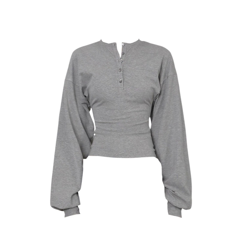 Pulls et hauts à manches longues slim, unis, style simple, col en V, style coréen, pour le printemps et l'automne, mode décontractée pour femmes