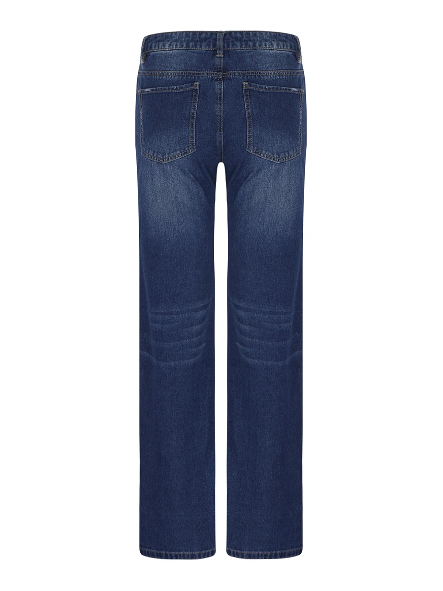 Femmes hommes Denim pantalon décontracté déchiré ample jambe droite jean pantalon bas à la mode pour Streetwear