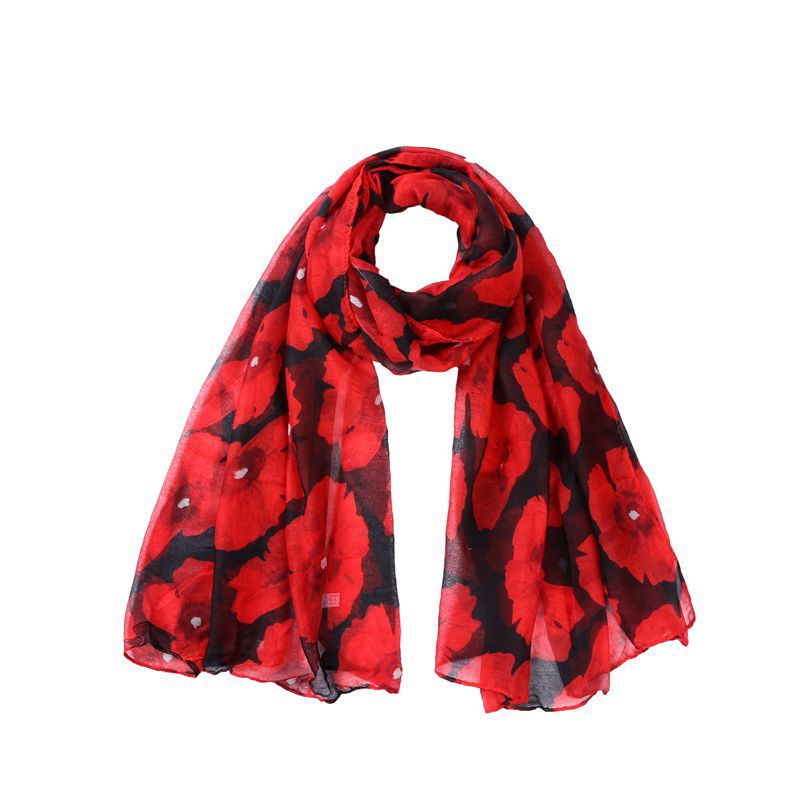 Écharpes et châles à motifs de coquelicots pour femmes, longs foulards à fleurs, hijab, écharpe de plage, bandana, 6 couleurs.