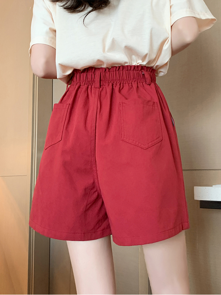 Lâche grande taille jupes d'été Shorts Femme décontracté jambe large Baggy noir rouge Shorts femmes taille élastique pantalons courts Femme Culottes