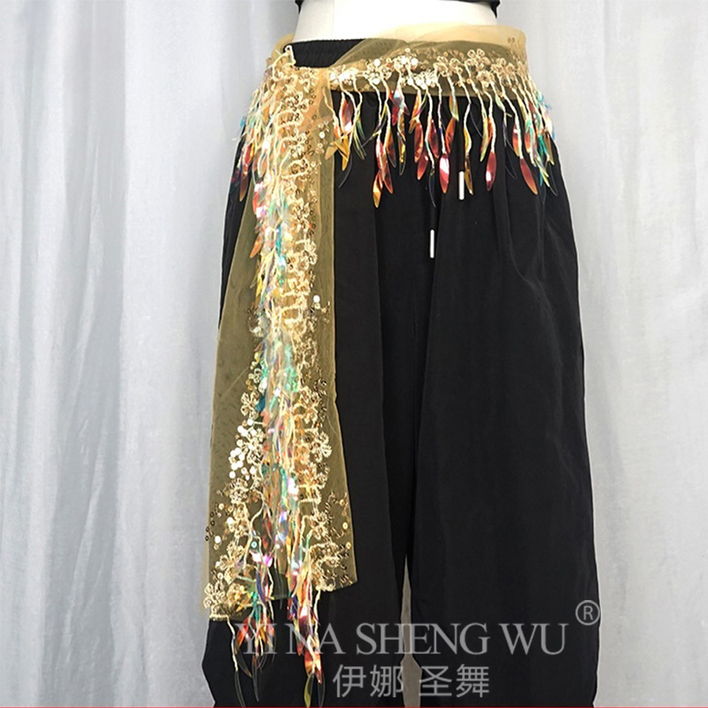 Chaîne de taille orientale, foulards de hanche, Costume de danse du ventre, écharpe de hanche pour femmes, pompon à paillettes, accessoires de danse du ventre, ceinture