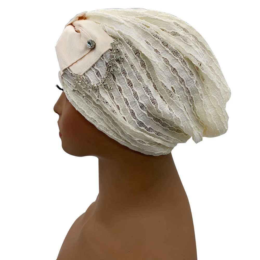 Turban brodé pour femme, bonnet respirant d'été, foulard musulman, sous-voile, chapeau chimio, Turbante mujer