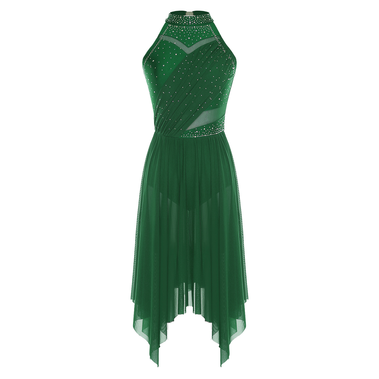 Robe de spectacle de danse classique moderne et lyrique pour femmes, maille transparente, légère, valse, cours de salle de bal, Costumes de concours de danse